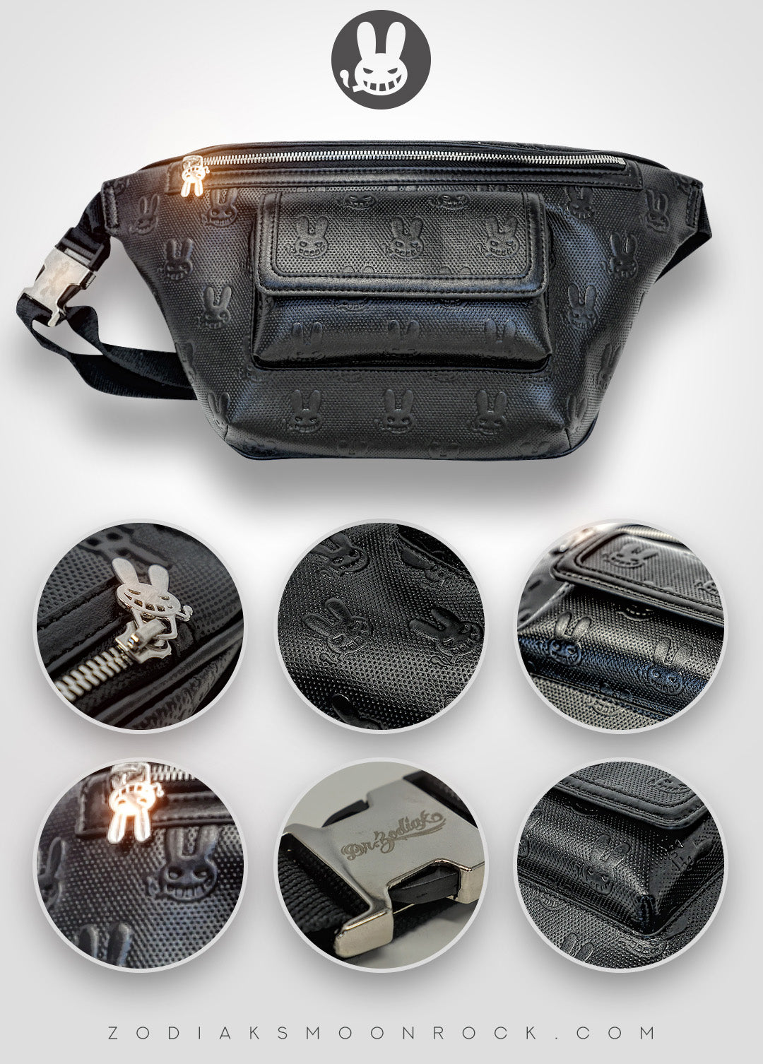 Dr. Zodiak's Moonrock Limited Edition Leather Cross Body Bag -Black