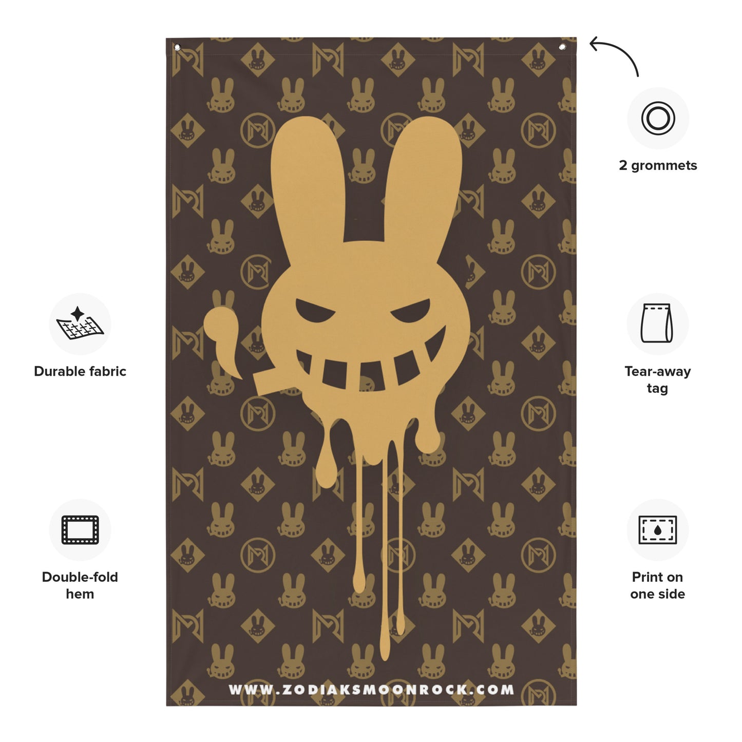 Dr. Zodiak's Moonrock - Dripping Bunny Brown - Flag - 34x56 *inches
